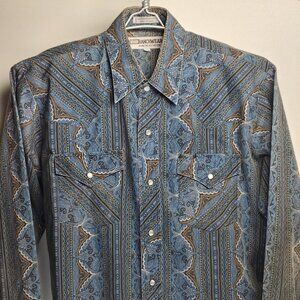 VINTAGE‎ Corral West Ranch Wear Pearl Snap Western Shirt Size 15 1/2-34 Pattern